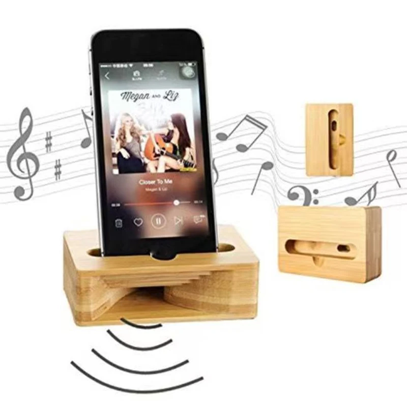 Bamboo Mobile Phone Stand Sound Amplifier Stand Wooden Cell Phone Stand with Sound Amplifier Phone Holder Desk Support