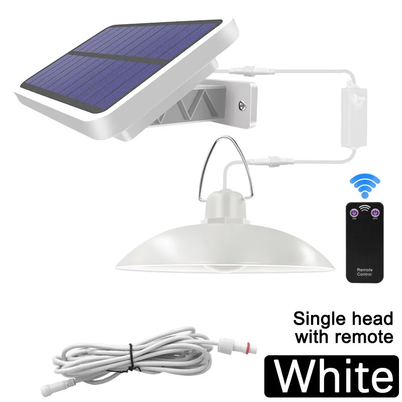 Solar-Pendelleuchten, verbesserter Doppelkopf mit 3 m Leitung, IP65, wasserdichte Solarlampe mit Fernbedienung für Schuppen im Innenbereich