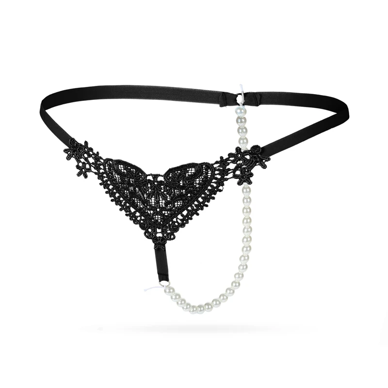 

Сексуальное женское нижнее белье, трусики, женское массажное нижнее белье с жемчугом, стринги, полые стринги для девочек, кружевные трусики с вышивкой и Т-образной спинкой, трусики