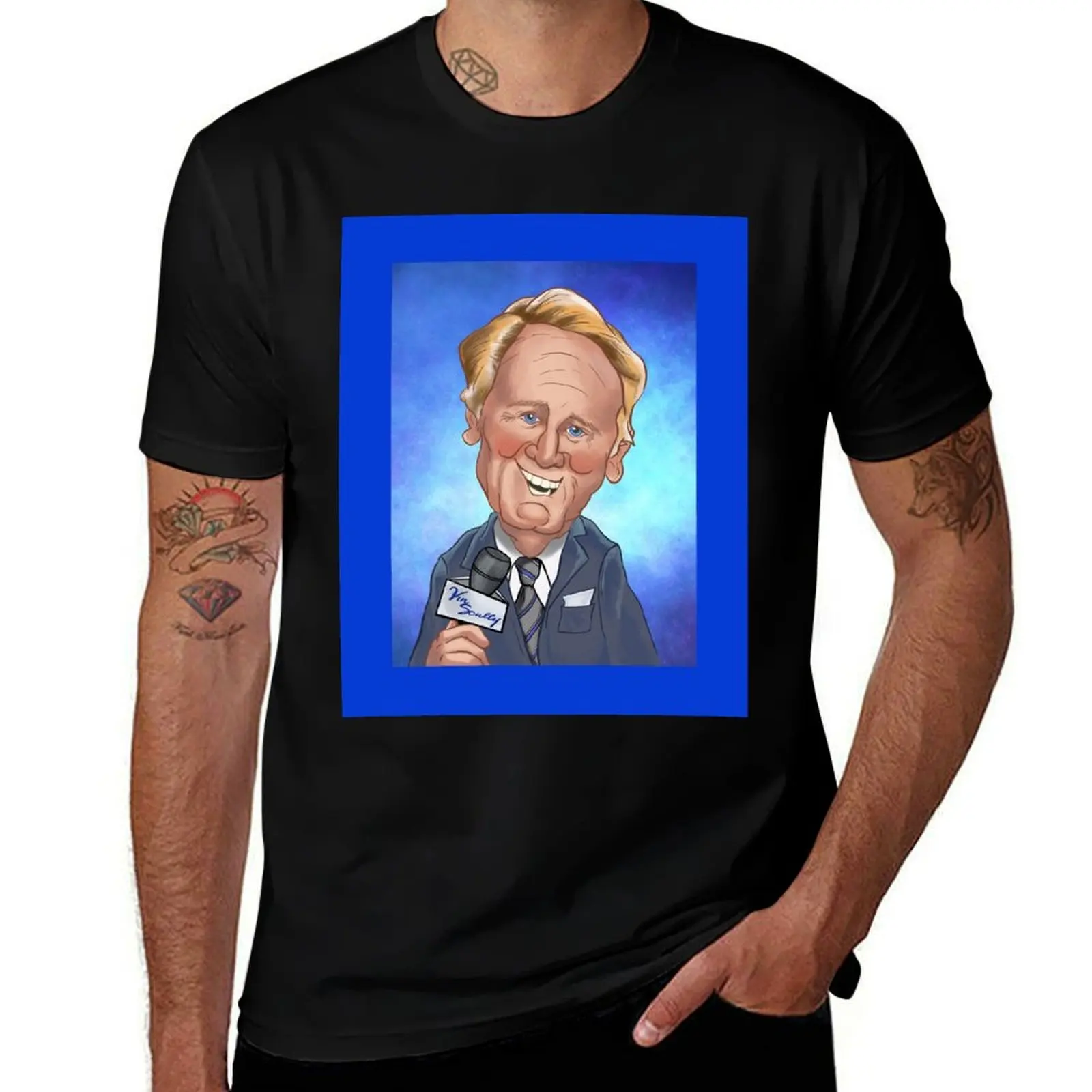 Vin Scully, camiseta azul de los Dodgers con un diseño original, camiseta informal.