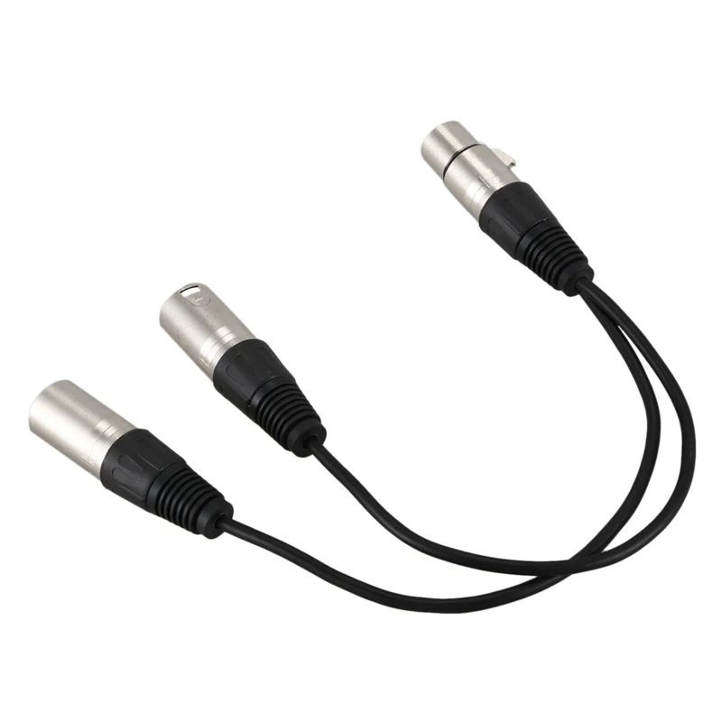 AS95 2X XLR Female to Dual Male Y Splitter Cable, 3 Pin Microphone Audio Adapter Cord 1ft 30cm Metal
