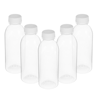 6PCS 500ml Empty Beverage Drink Bottles PET Clear Storage Containers Juice Favor Jars Lids Random Color Caps Ideal Water Storing