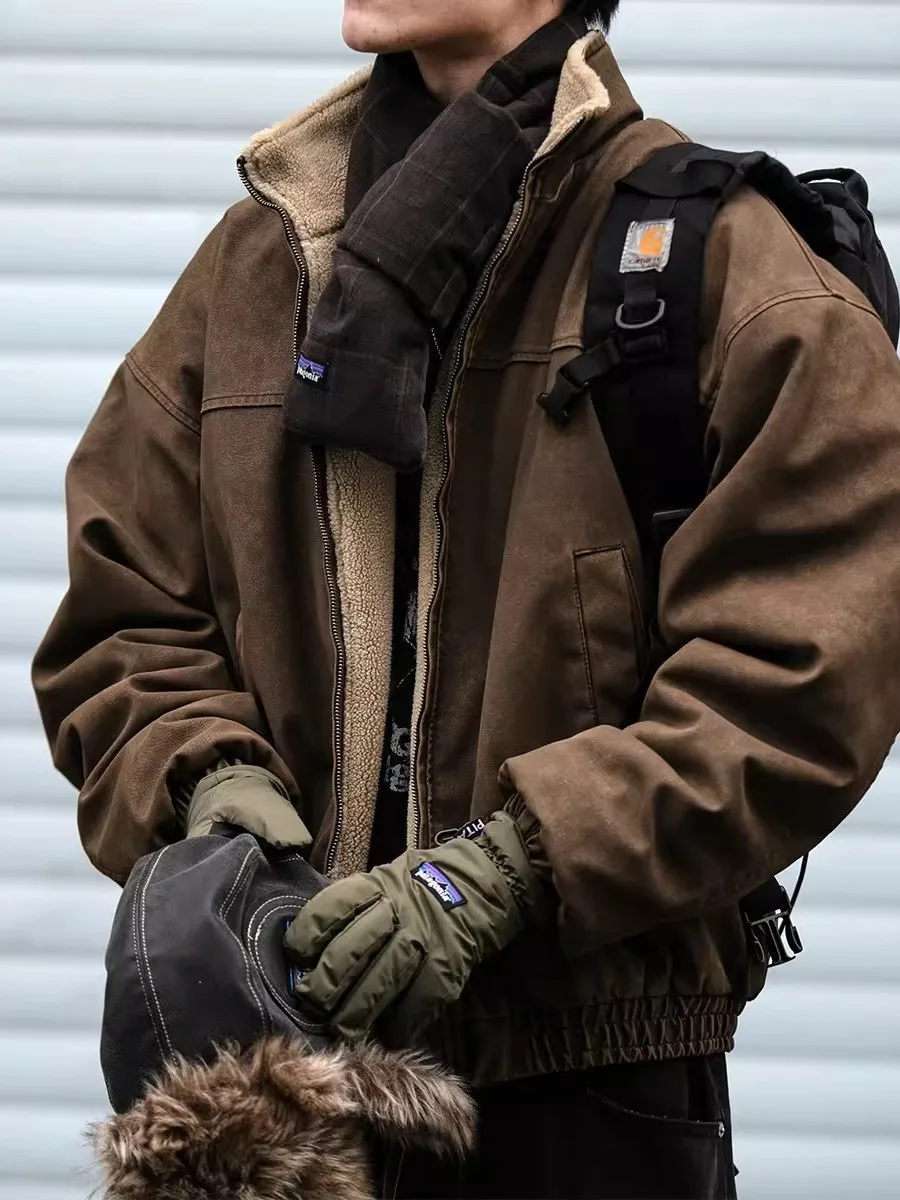 

Мужская утепленная куртка из хлопкового бархата в американском ретро-стиле, ветрозащитная, на весну-осень-зиму, новая модель, с воротником-стойкой