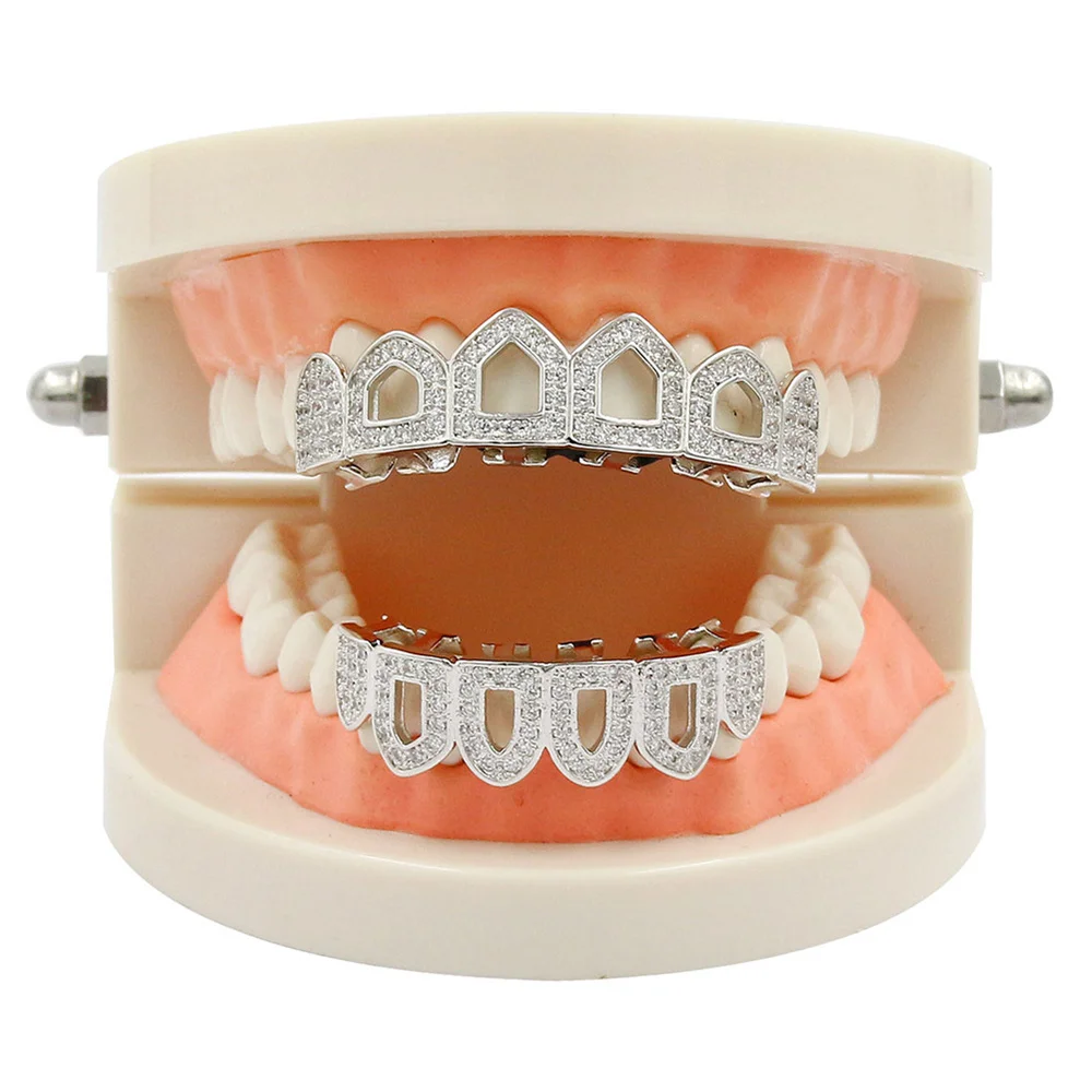 Anztilam Sharp Hollow Out Grillz Iced Out Grills Tooth Grill Men Women Hip Hop Caps Brass Fashion Jewelry Free Shipping