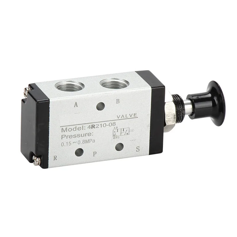 4R210-08 Manual Valve 2 Way 5 Position Hand Lever Operated Control Pneumatic Valve Manual Switch Valve Push Connector Muffler