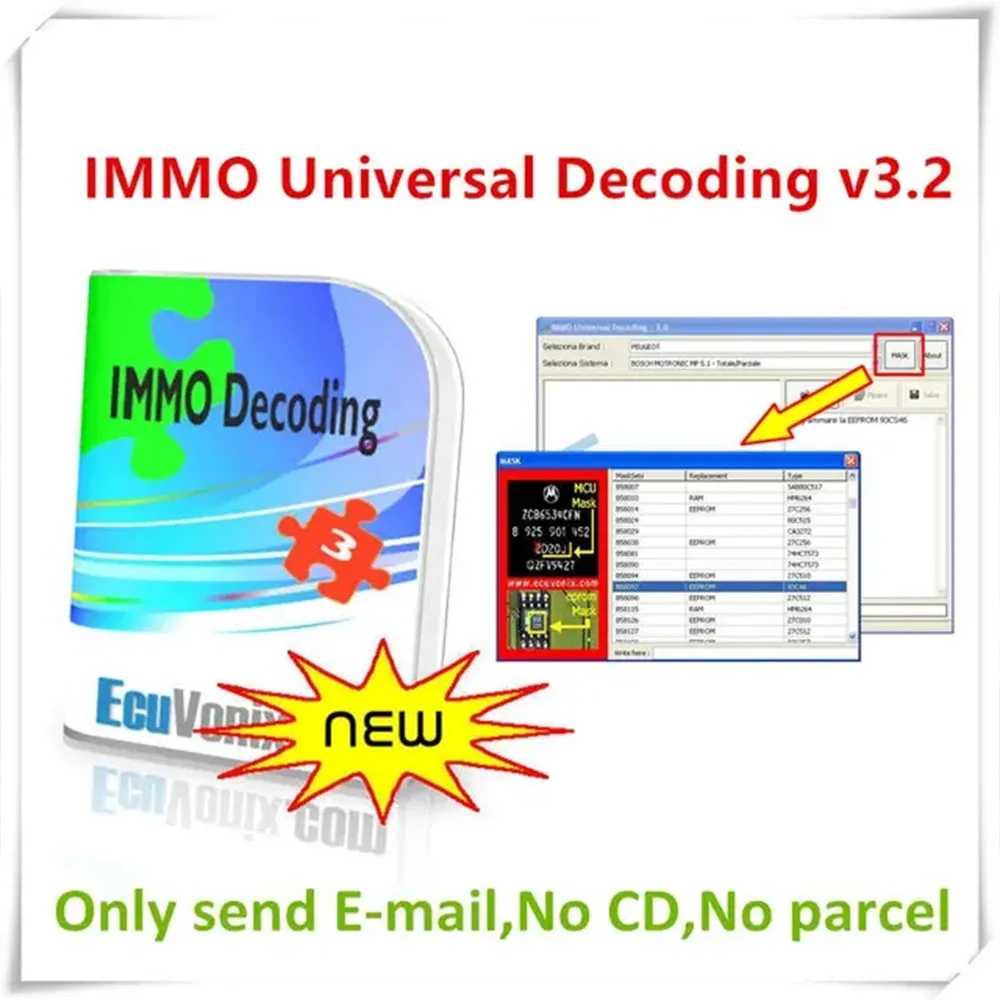 Hot Sell EcuVonix 3.2 IMMO Universal Decoding V3.2 Remove IMMO Off + Keygen Unlimited Crack+install video Technical support