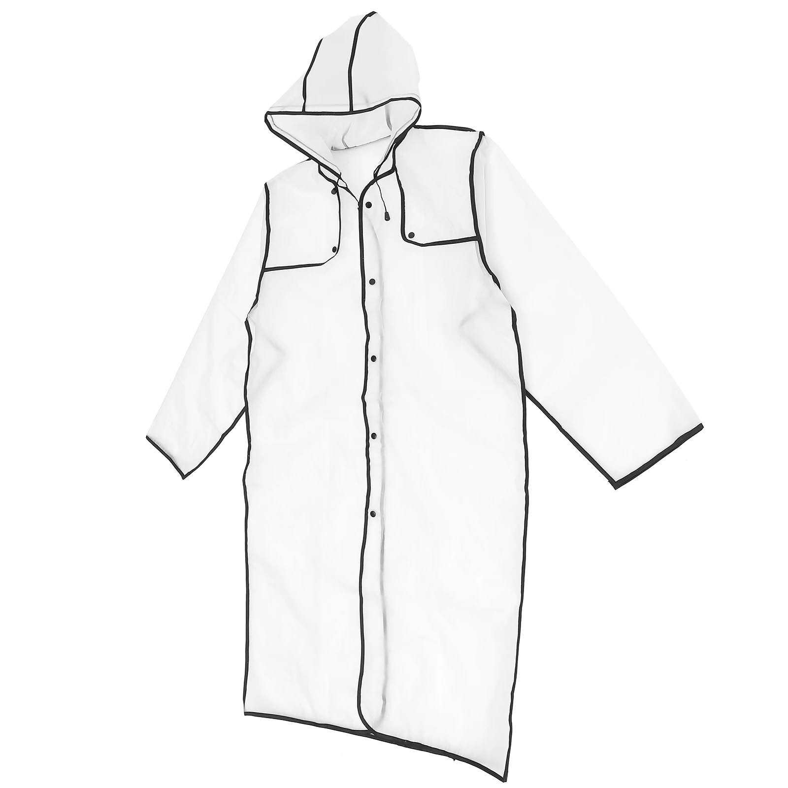 

Black Xl Transparent Raincoat Women Lightweight Hooded Mid-Length Rainwear Waterproof Wind Resistant Outdoor Slicker