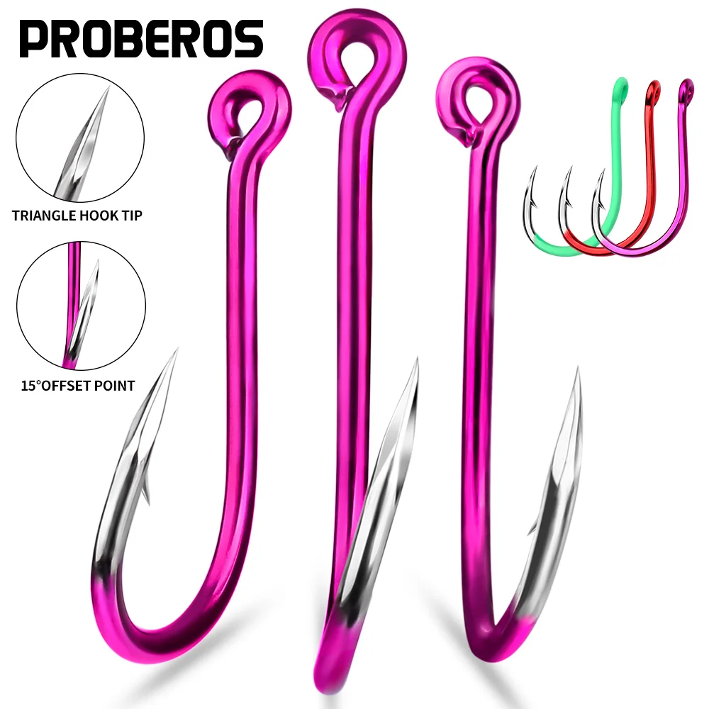 

PROBEROS 5pcs Three Color Corrosion-resistant High Carbon Steel Material Fish Hook With Barbed Deep-sea Fishing Hook