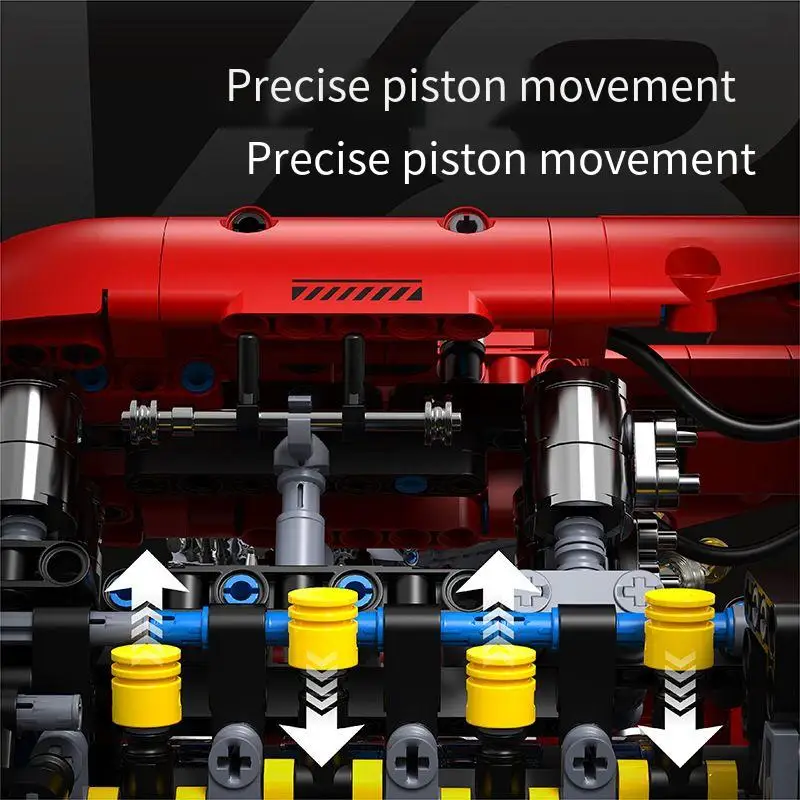 スーパーカー V8 ターボチャージャー付きエンジン電気シミュレーションモデルビルディングブロックビルディングブロック自動車部品子供用キットおもちゃ