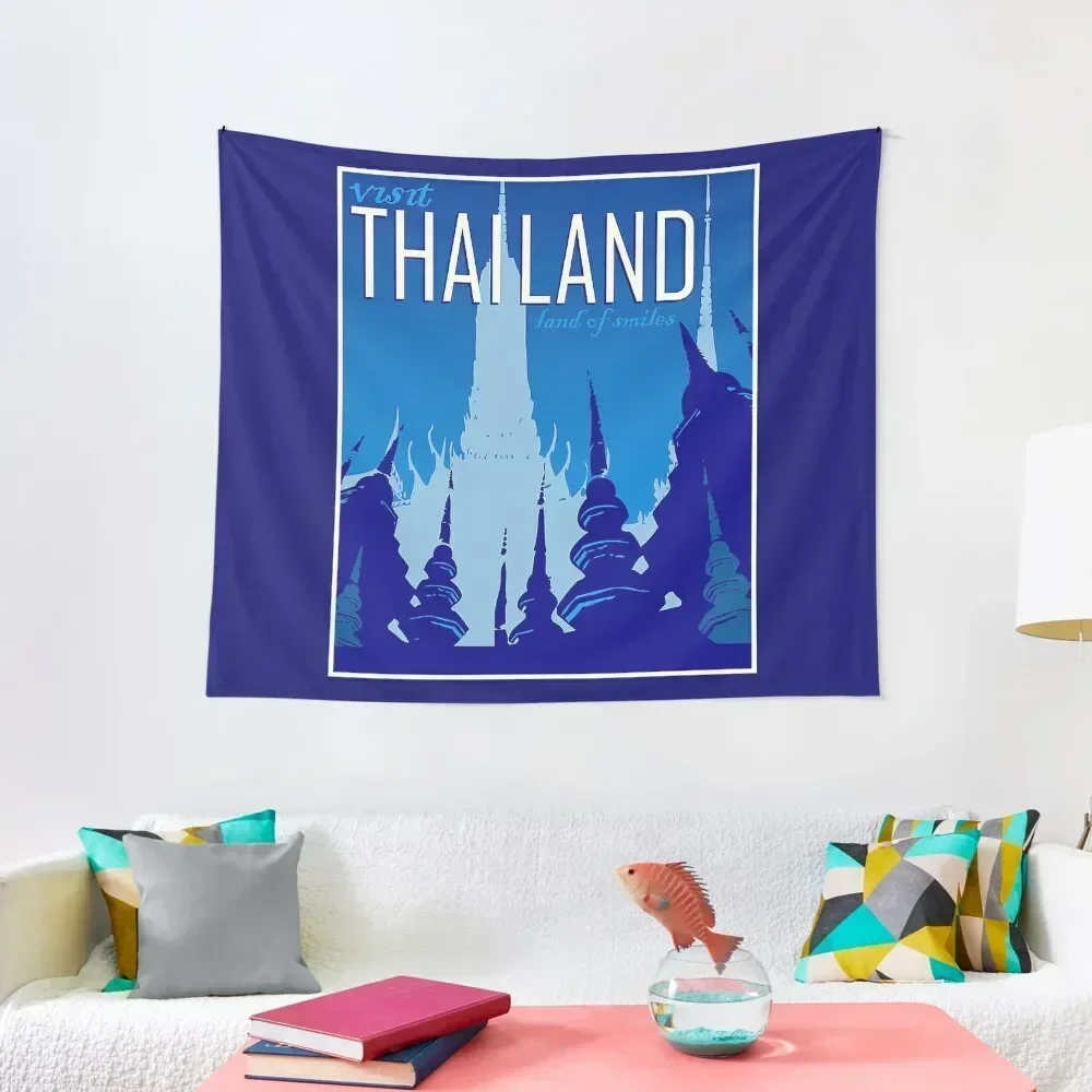 

THAILAND : Vintage Travel and Tourism Advertising Print Tapestry Bedroom Deco Wall Hanging Decor Bedroom Decor Tapestry