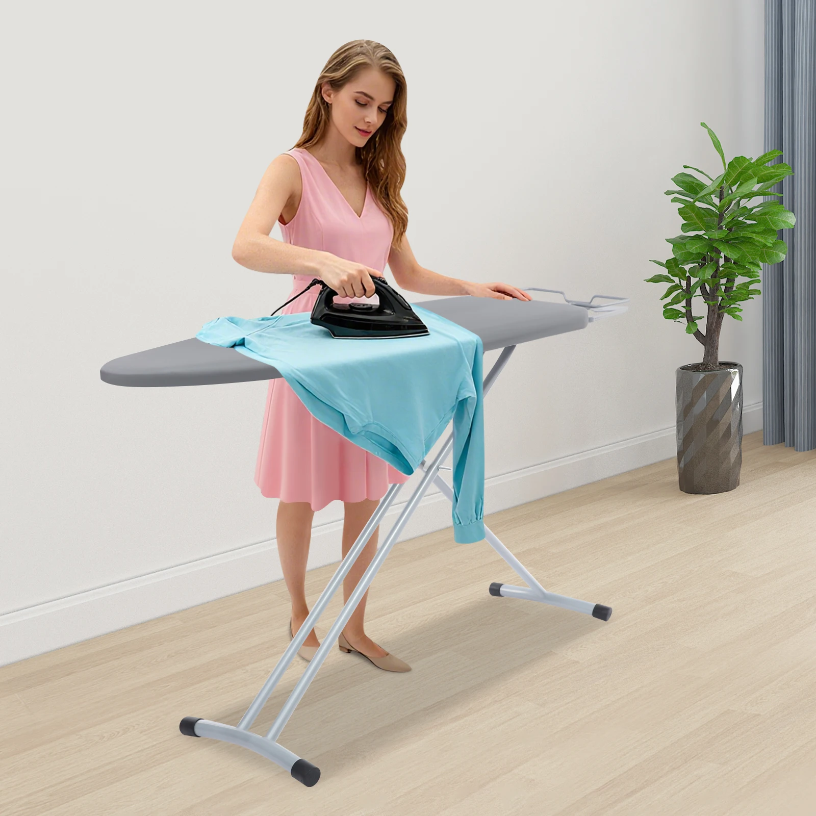 

Silver-gray Carbon Steel 110x33cm Folding Ironing Board Height Adjustable Ironing Board Household Folding Ironing Table