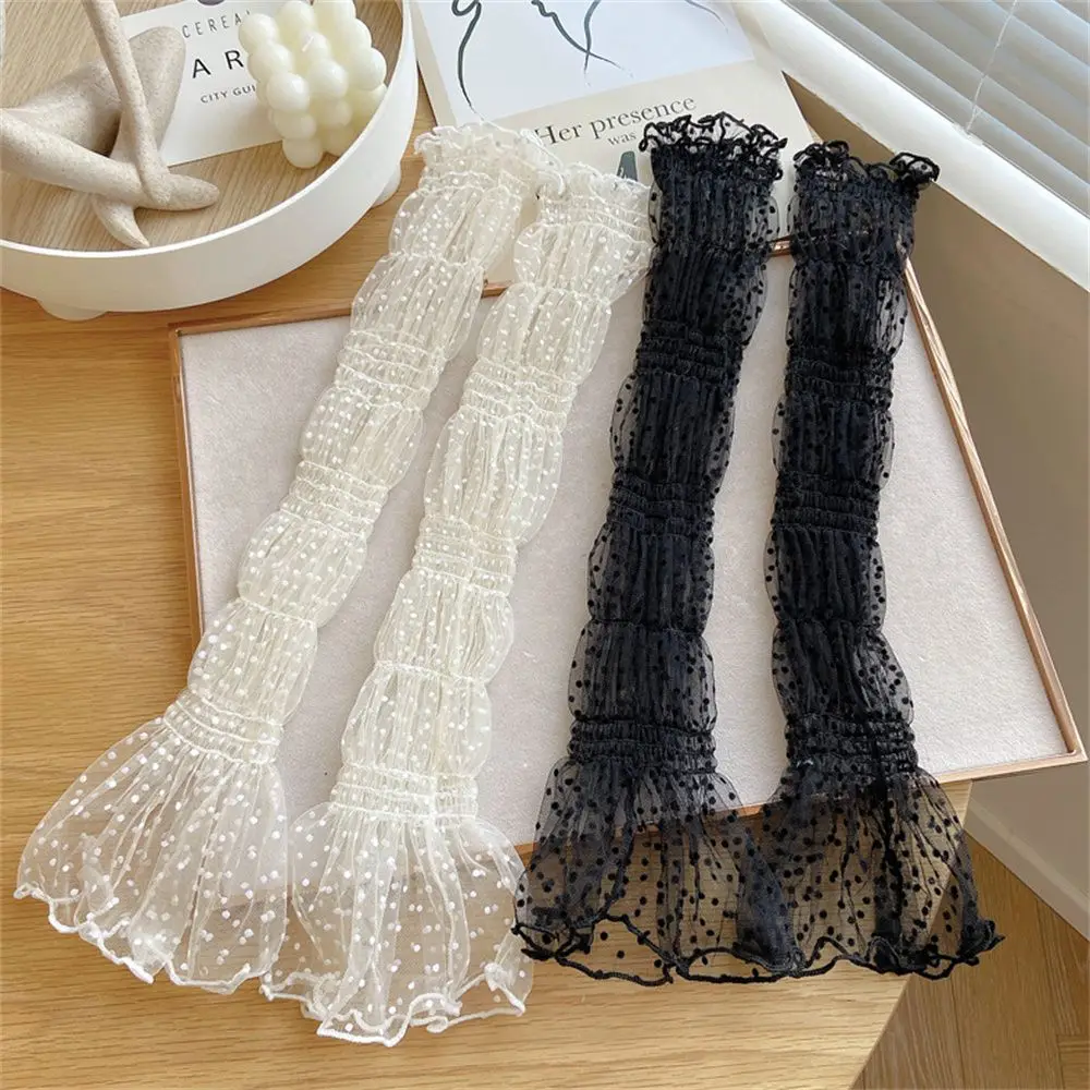 1 Pair Summer Lace Long Length Sunscreen Sleeve Breathable Sunscreen UV Protection Thin Lace Mesh Gloves Elegant Driving Gloves