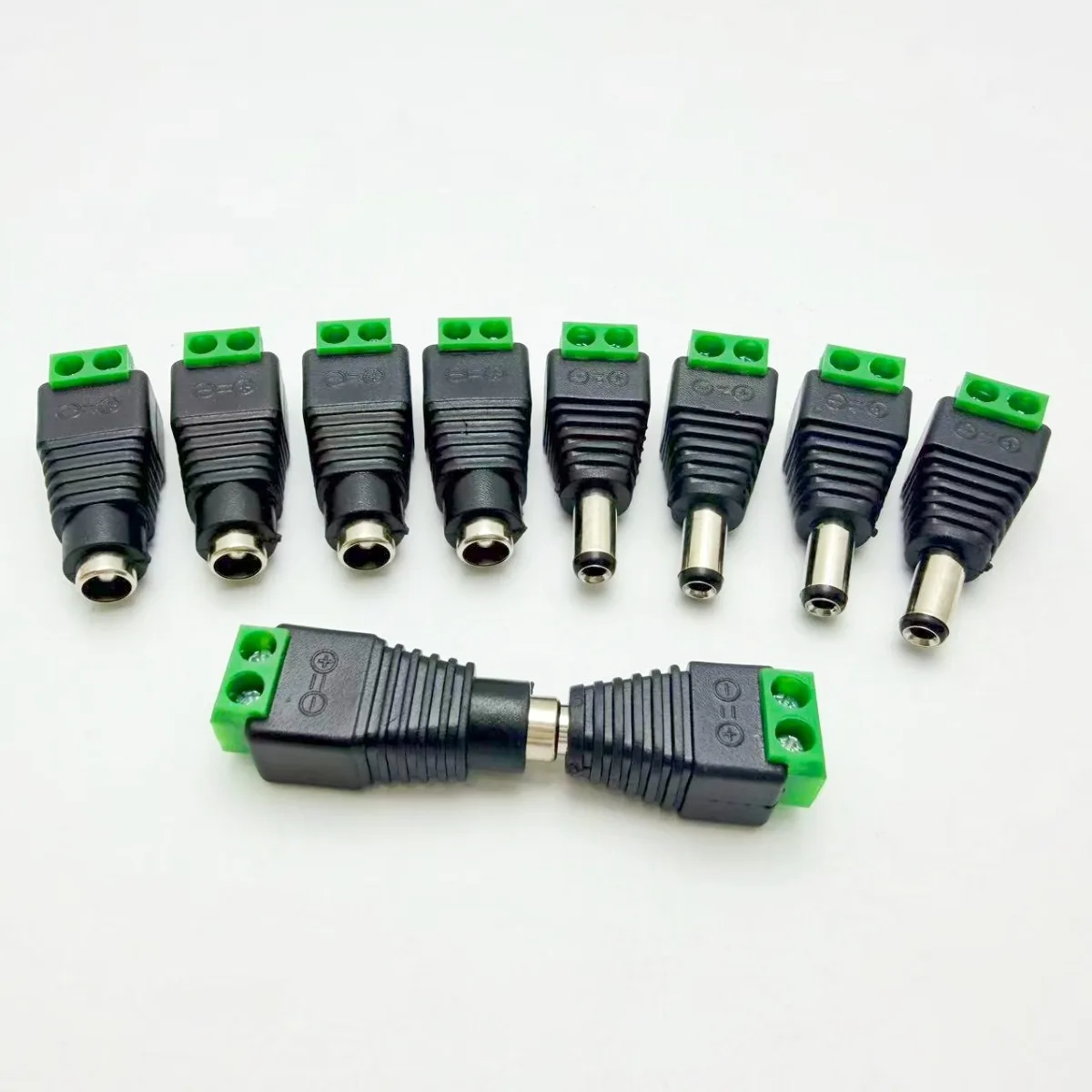 5pairs DC 12V 5.5 x 2.1mm  Female Male DC Power Plug Adapter Jacks Sockets For Signal Color LED Strip Light CCTV Camera