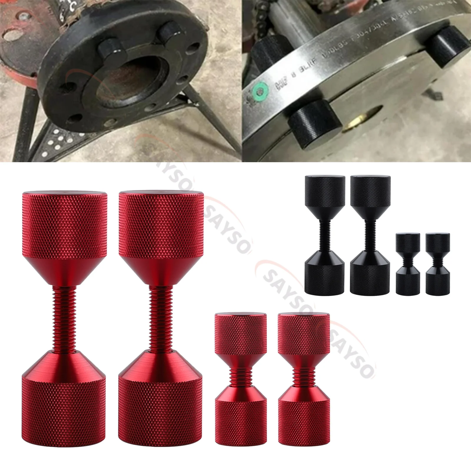 4 Pcs Aluminium Flange Two Hole Pins 1-1/8” Two Hole Alignment Pins & 1-5/8” Detachable Flange Double Hole Pins