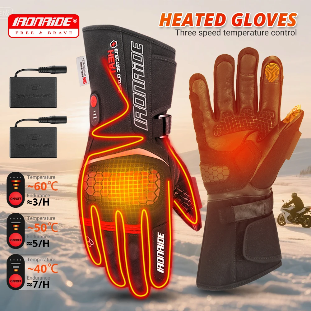 

Skiing Heated Gloves Waterproof Winter Scooter Moto Touch Screen Electrical Heating Gloves Rechargeable Battery