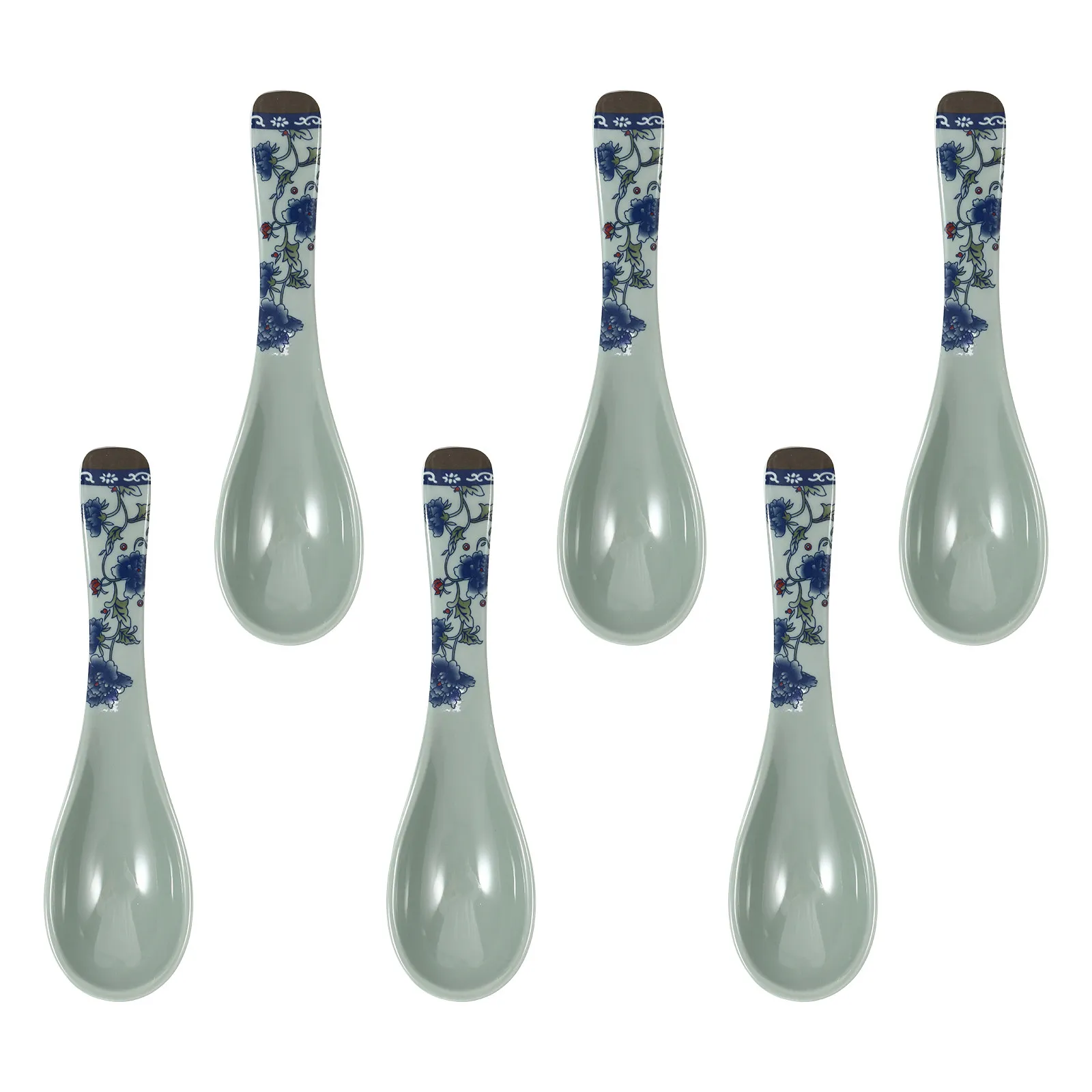 

6Pcs Anti-Drop Spoon Set Creative Melamine Soup Spoon for Porridge Rice Dessert Honey Jam Tea Stirring Lightweight Portable