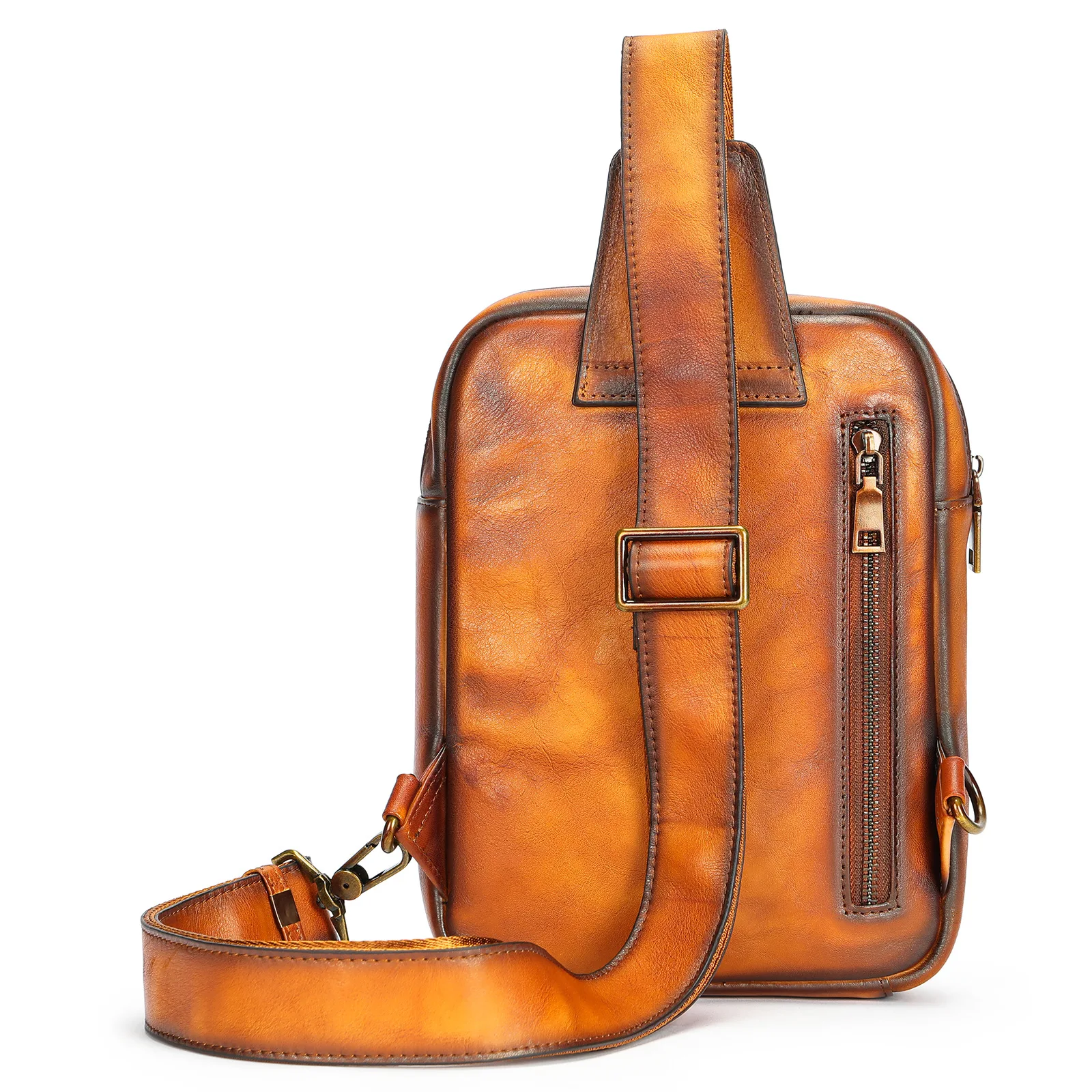 

Мужская нагрудная сумка из натуральной кожи, повседневная ретро-сумка для мобильного телефона 7,9 дюйма, многофункциональная противоугонная сумка через плечо