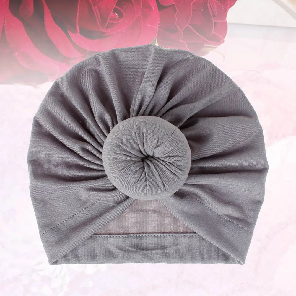 

Мягкая вязаная хлопковая детская шапка-пончик, светло-серая эластичная дышащая шапка для младенцев, детская шапка, хлопковая шапка