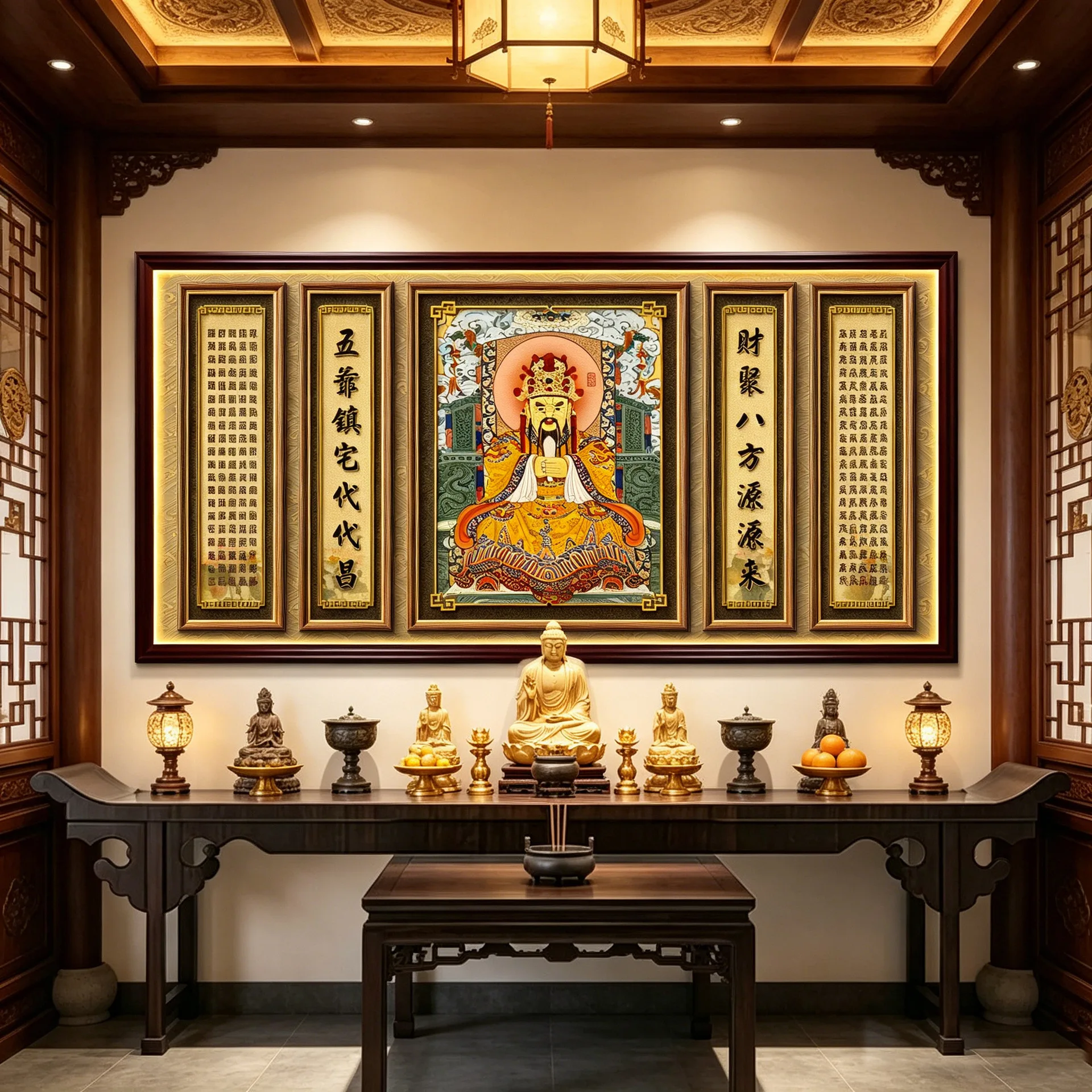 YFY Buddhist hall decorative painting Long Wuye's home dedication living room niche Temple hall entrance background mural