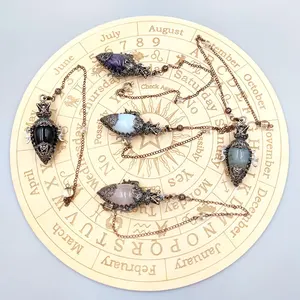 Crystal pendulos Natural Stone Crystal Pendulum for dowsing guessing, Amethysts Pink Quartz, Obsidian, Tiger Eye True Natural Stones Pendulum with Witness Spiritual Radiesthesia X202 12 Main sales pendant natural stone - №5