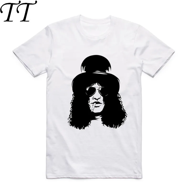 

2019 Fashion Men Print Slash Cool T-shirt O-Neck Short Sleeves Summer Streetwear Casual Rock Band Gun N Roses Tops Tees T shirt