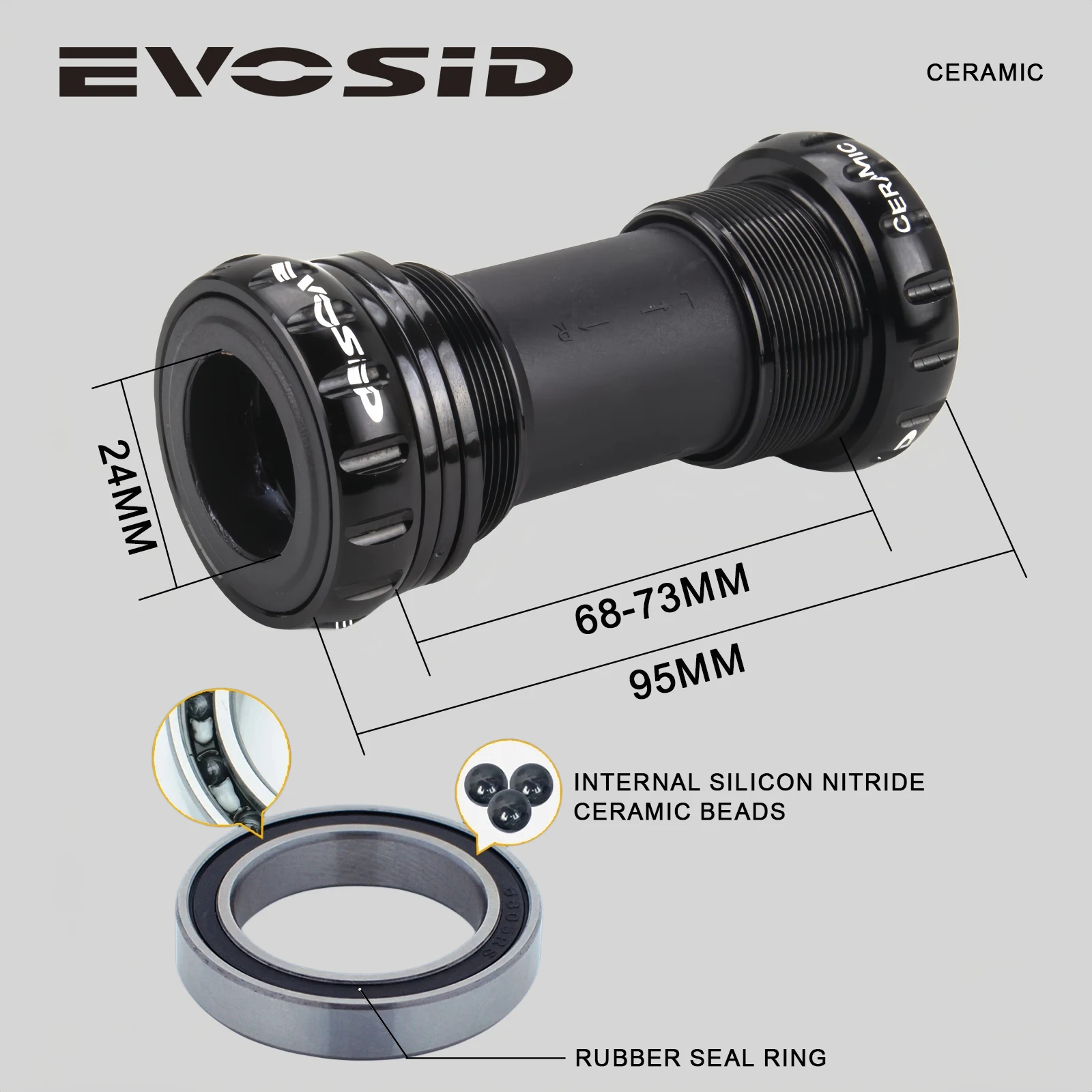 EVOSID Bicycle Bottom Bracket BSA Thread Kit Road MTB Bike Central Movement Frame 68/73 for Axis 24mm Ceramics BB