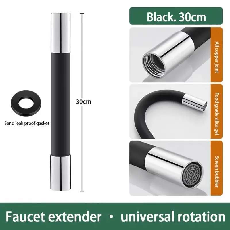 Universal Faucet Extender Hose - 360° Rotating & Bending, Fits Kitchen, Bathroom, Outdoor Faucets, Washbasin Tap Filter with Spl