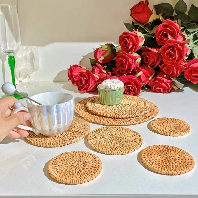 

Pure Handmade Rattan Heat Insulation Pad, High Temperature Resistant Casserole Special Pad, Anti-scalding Teacup Pad, Bowl Pad