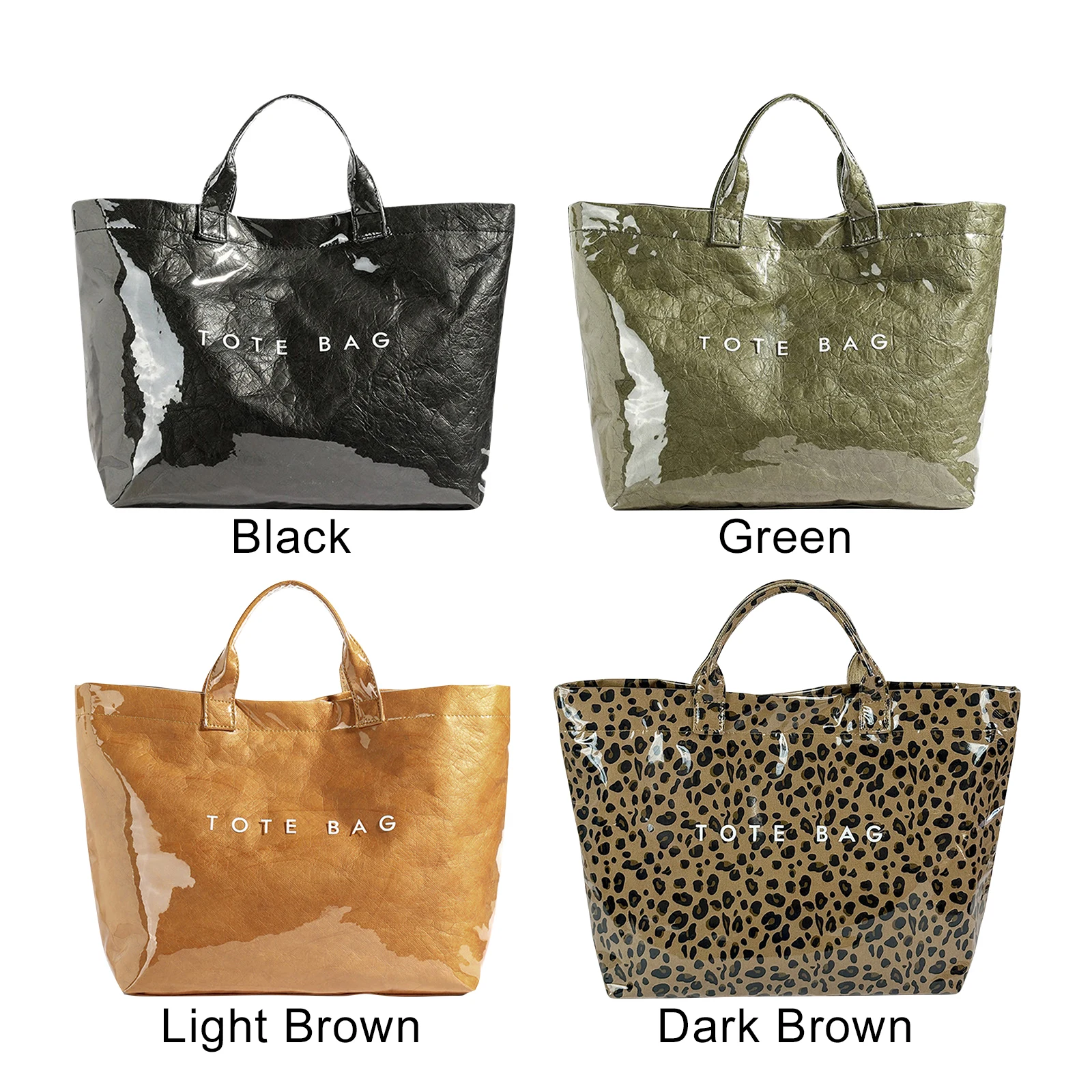 

PVC All-Match Shoulder Bag Waterproof Stylish Dupont Paper Tote Bag Shopping Work Date Tote Bag