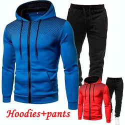 Hot Sales Men Casual Sports Suit Zipper Hoodie and Pants Suit Fleece Jacket Tracksuit Sets Casual Sports Jogging Fitness Suits
