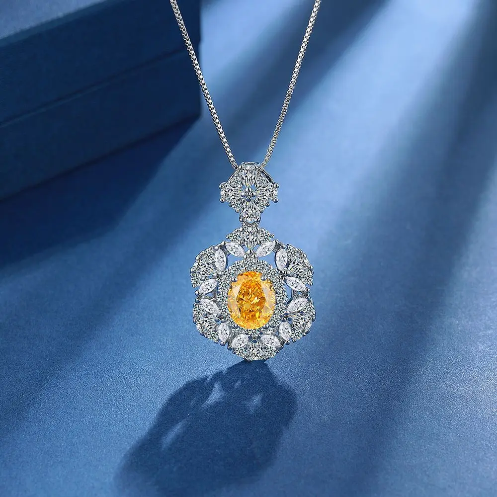 

Овальная огранка, натуральный желтый цитрин, стерлинговое серебро 925 пробы, кулон в виде лепестка цветка, ожерелье для женщин, эффектное ювелирное изделие с драгоценными камнями, подарок