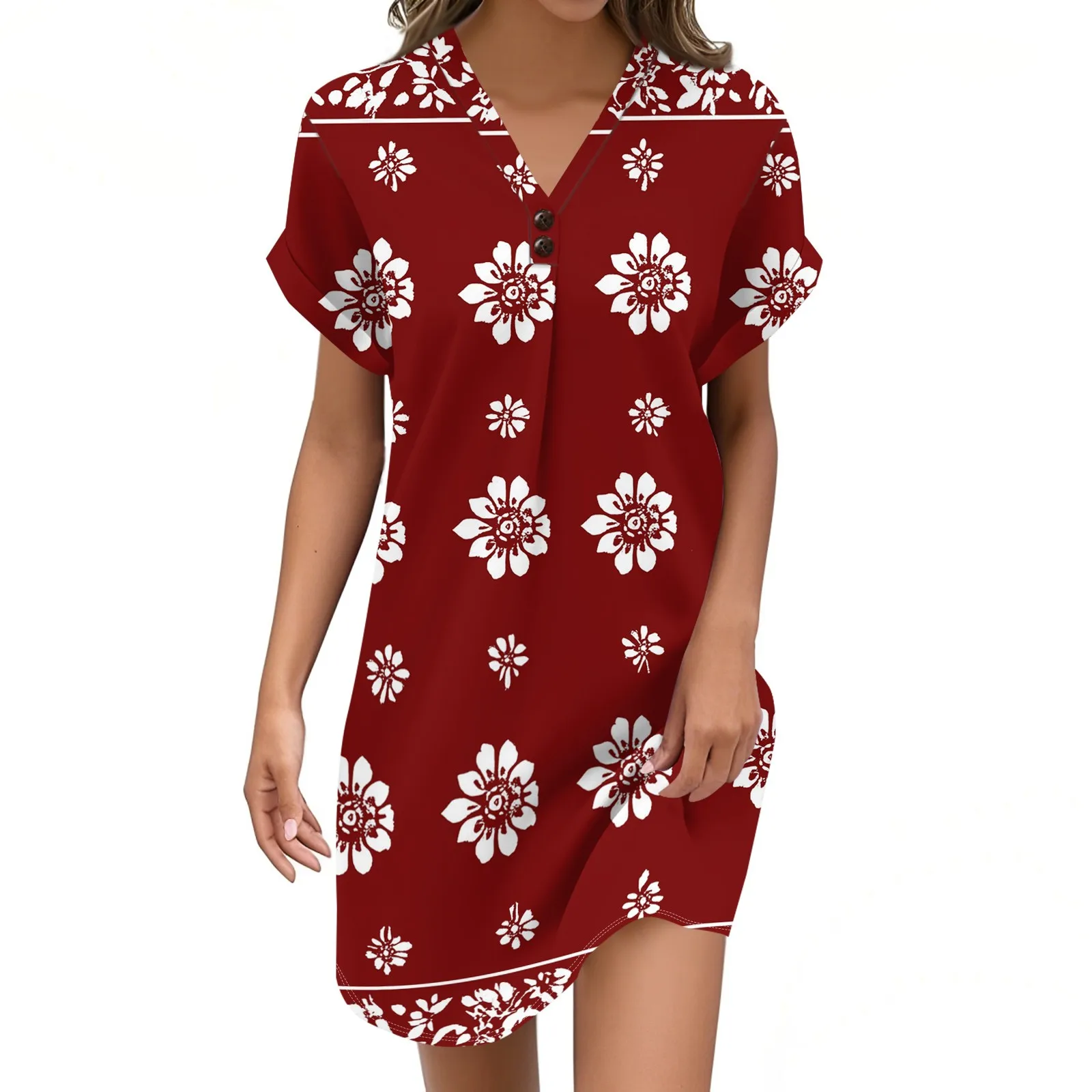 

Women's Dresses V-Neck Short Sleeve Lightweight Summer Dress Boho Style Perfect for Beach Vintage Color Block Stitching Dresses