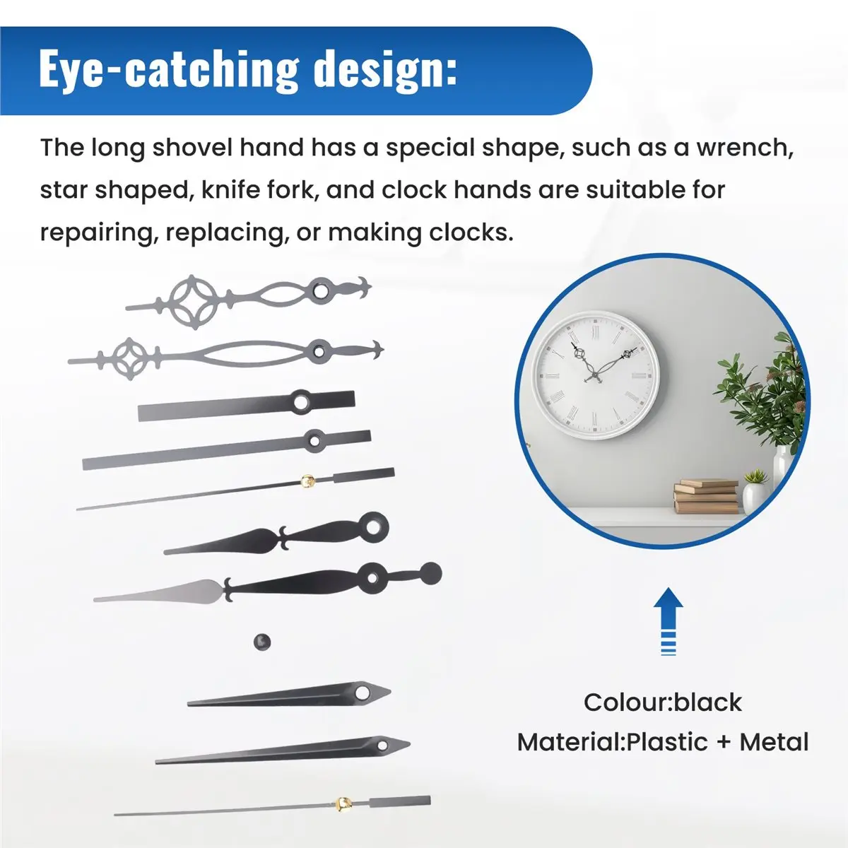 ABQX 14 Styles Clock Movement Mechanism,Non-Ticking Clock Hands,DIY Repair Parts Replacement for Clock Repair