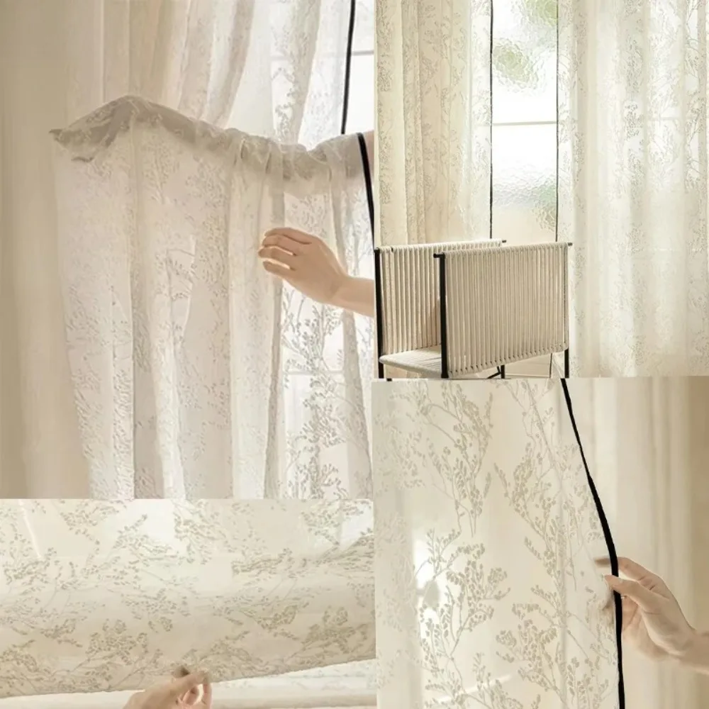 French Linen Yarn Is Transparent and Does Not Reveal Black Edges Sheer  Custom Size Curtains for Living Dining Room Bedroom