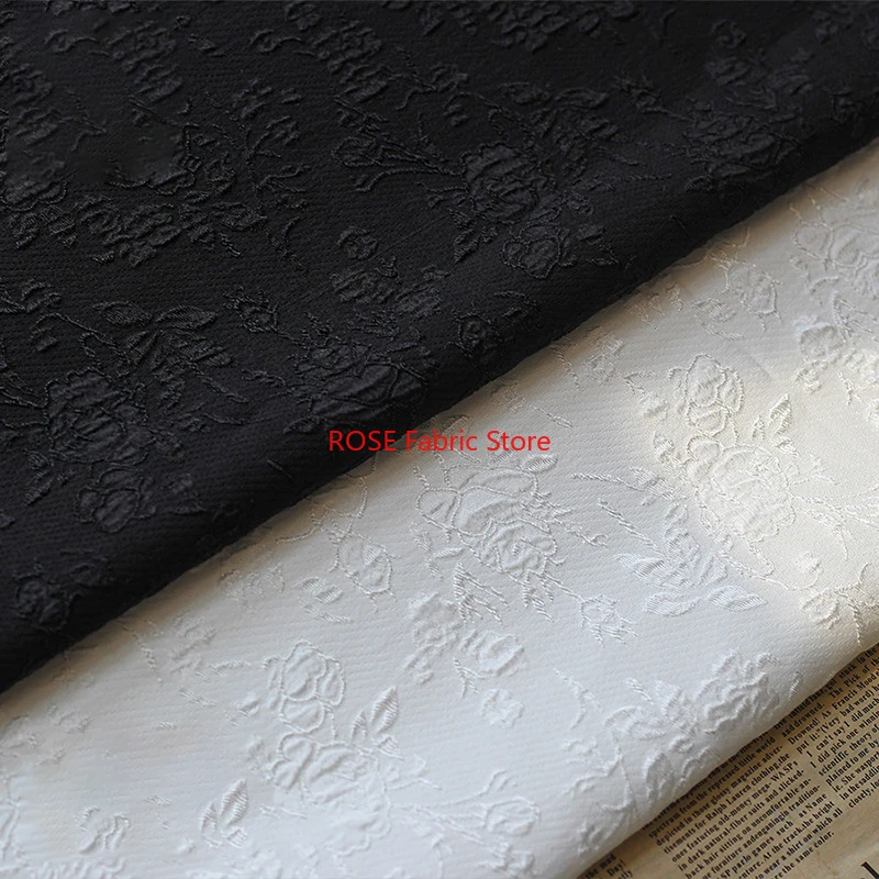 

1-метровая жаккардовая полиэфирная ткань с тиснением розы и пузырьками, эластичная мягкая драпированная ткань для платья с четырьмя направлениями