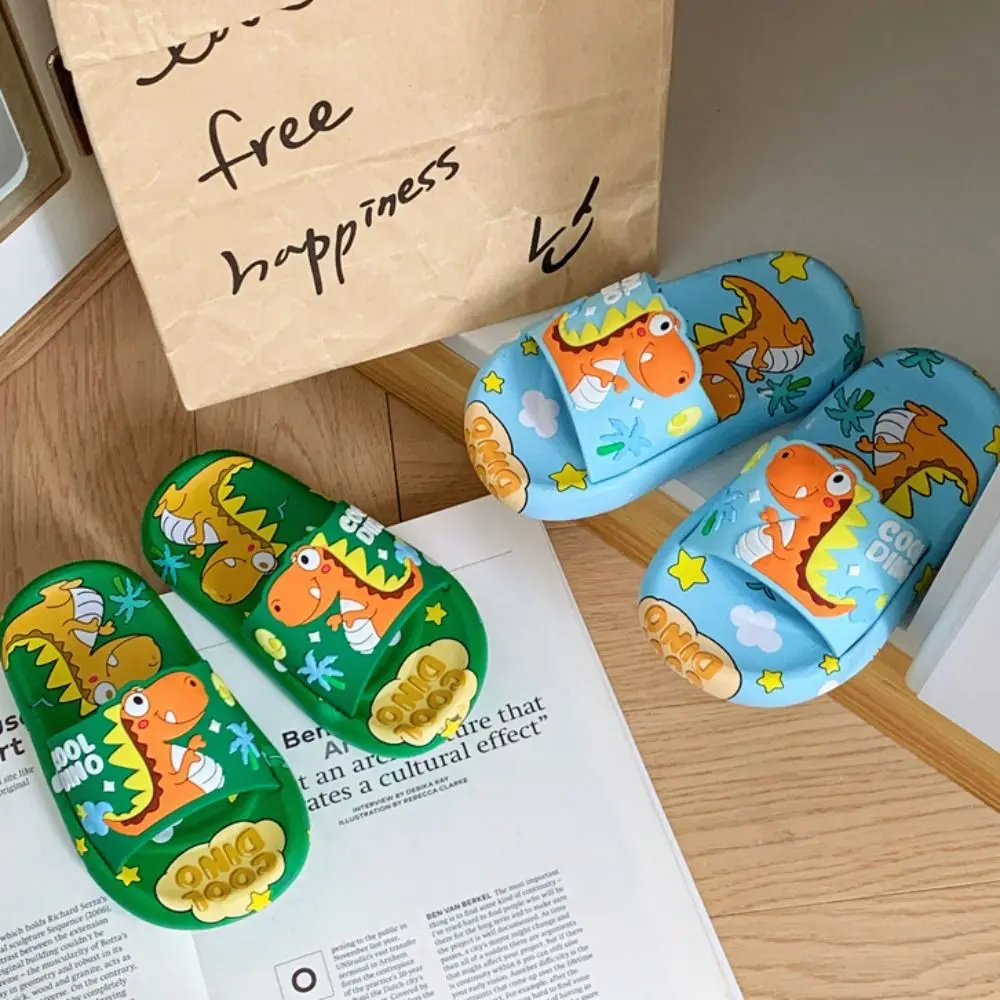 Pantofole da dinosauro simpatico cartone animato antiscivolo EVA Pantofole per animali da cartone animato Piattaforma tinta unita Sandali da bagno per bambini Spiaggia
