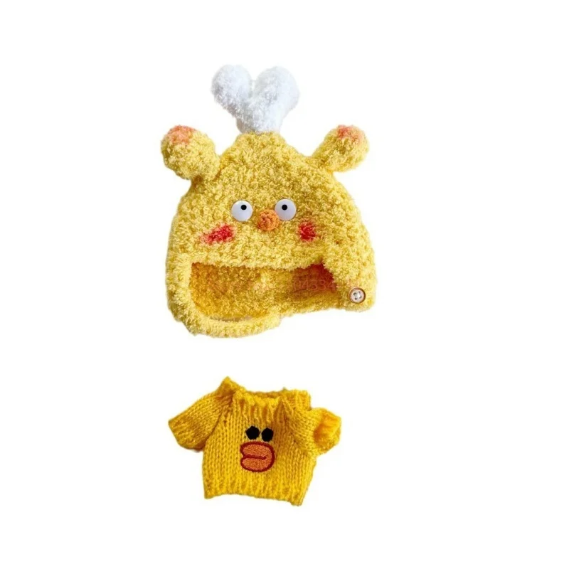 Nur Kleidung 17 cm Labubu handgemachte Strickpullover Set Huhn Burger Kleidung für Ii sitzendes Partykleid Zubehör Kinderspielzeug