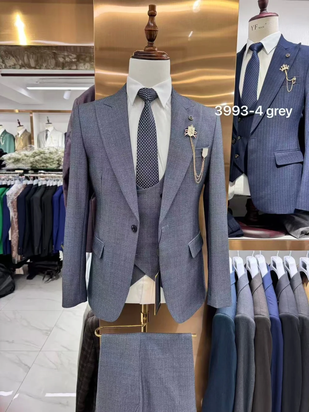 الكلاسيكية حقق التلبيب واحدة الصدر الرجال 3 قطعة مجموعة 2026 سترة رسمية سترة دعوى حفلة رسمية حفلة موسيقية طقم الزفاف ل الزفاف Groo #4