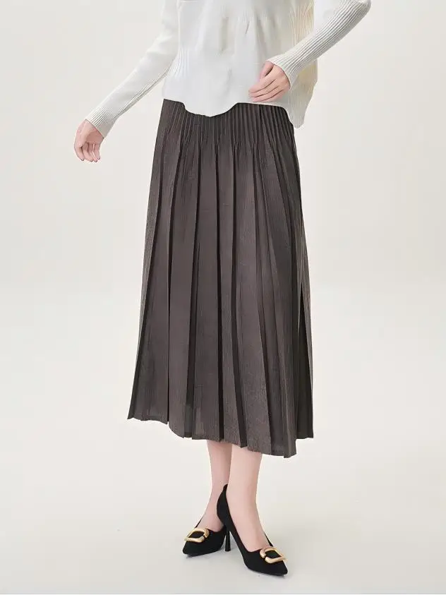 Nieuwe Herfst Winter Verdikte Elastische Taille Los Ontwerp Halflange Veelzijdige Driekwart Rok Halve Lengte A-lijn Rok