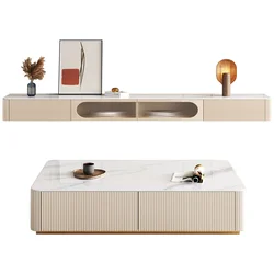 Stone Plate Coffee Table Suspension TV Cabinet Unit Modern Minimalist Living Room Family TV Stand