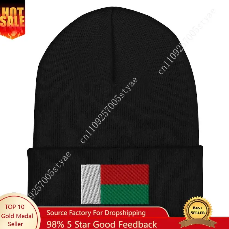 

Madagascar Flag Beanie Men Women Embroidered Knit Hat Cuffed Beanies Warm Winter Caps Soft Skull Cap Fashion Ski Hats