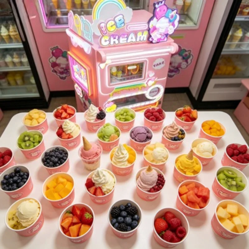 High Efficiency Ice Cream Maker Machine 3 Flavors Soft Serve Commercial Frozen Yogurt Equipment for Restaurant Kitchen