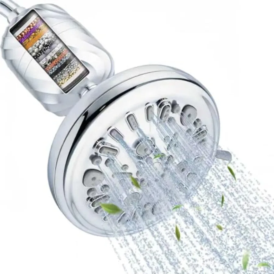 

Filtered Shower Head High Pressure for Hard Water - 24 Stage Shower Filter Removes 99% Chlorine and Heavy Metals - Water Soften