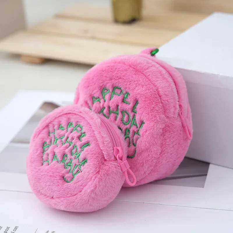 Pink Mini Coin Potters Purse Earphone Cord Storage Bag Kawaii Spot Cute Plush Harrie Portable Purse Coin Pouch Travel Organizer