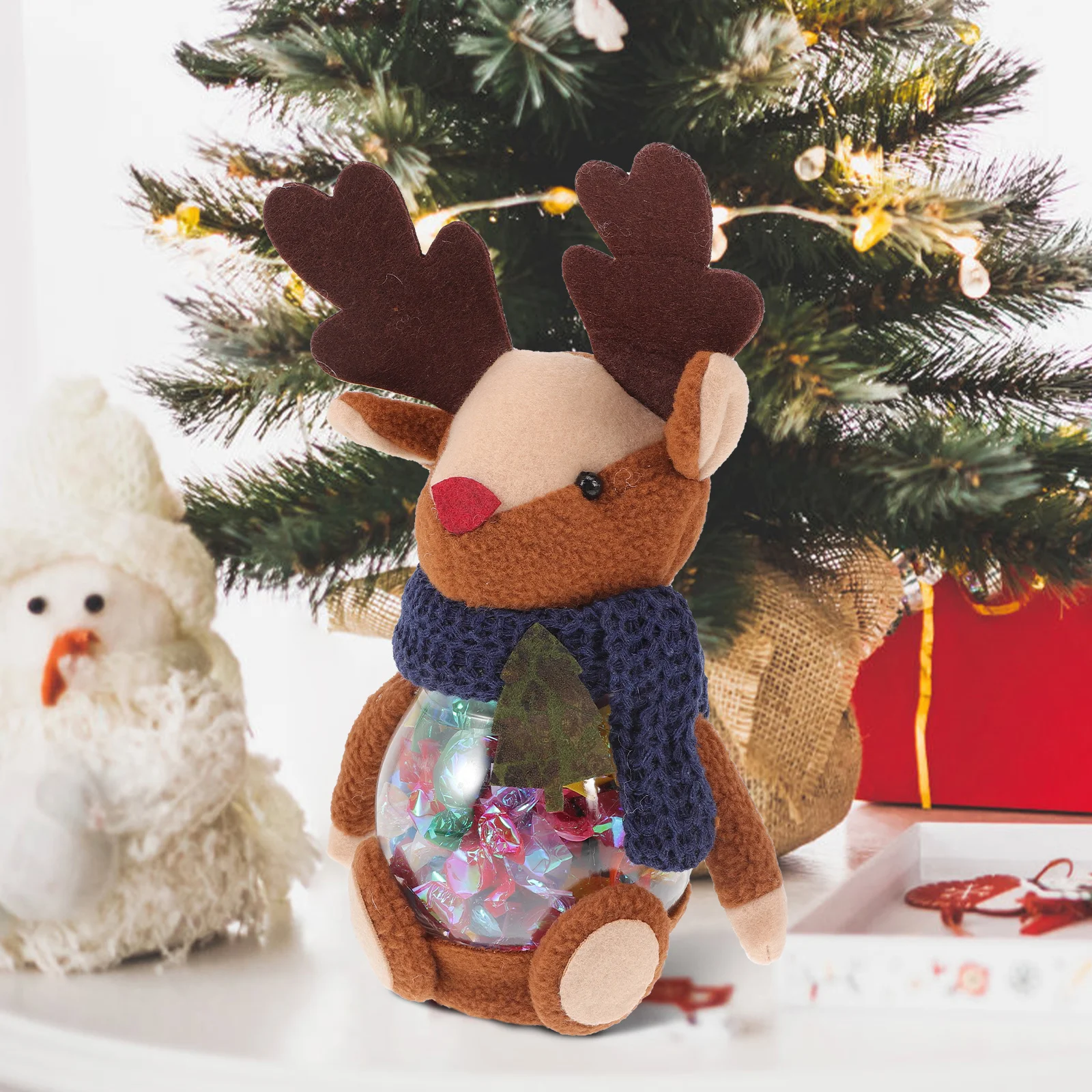 1 قطعة برطمان حلوى عيد الميلاد صندوق تخزين كرتوني شفاف للحلويات والشوكولاتة يعامل المهرجان هدية البسكويت ديكور الحفلات عيد الميلاد #1