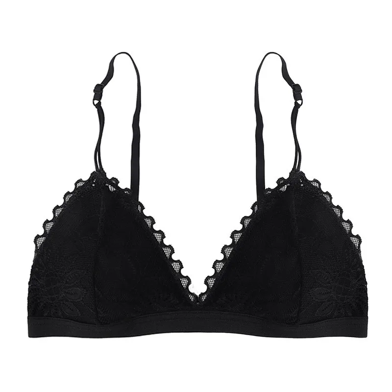 Bralette de encaje francés sin anillo de acero para mujer, sujetador sin costuras, almohadilla fina, transpirable, Verano