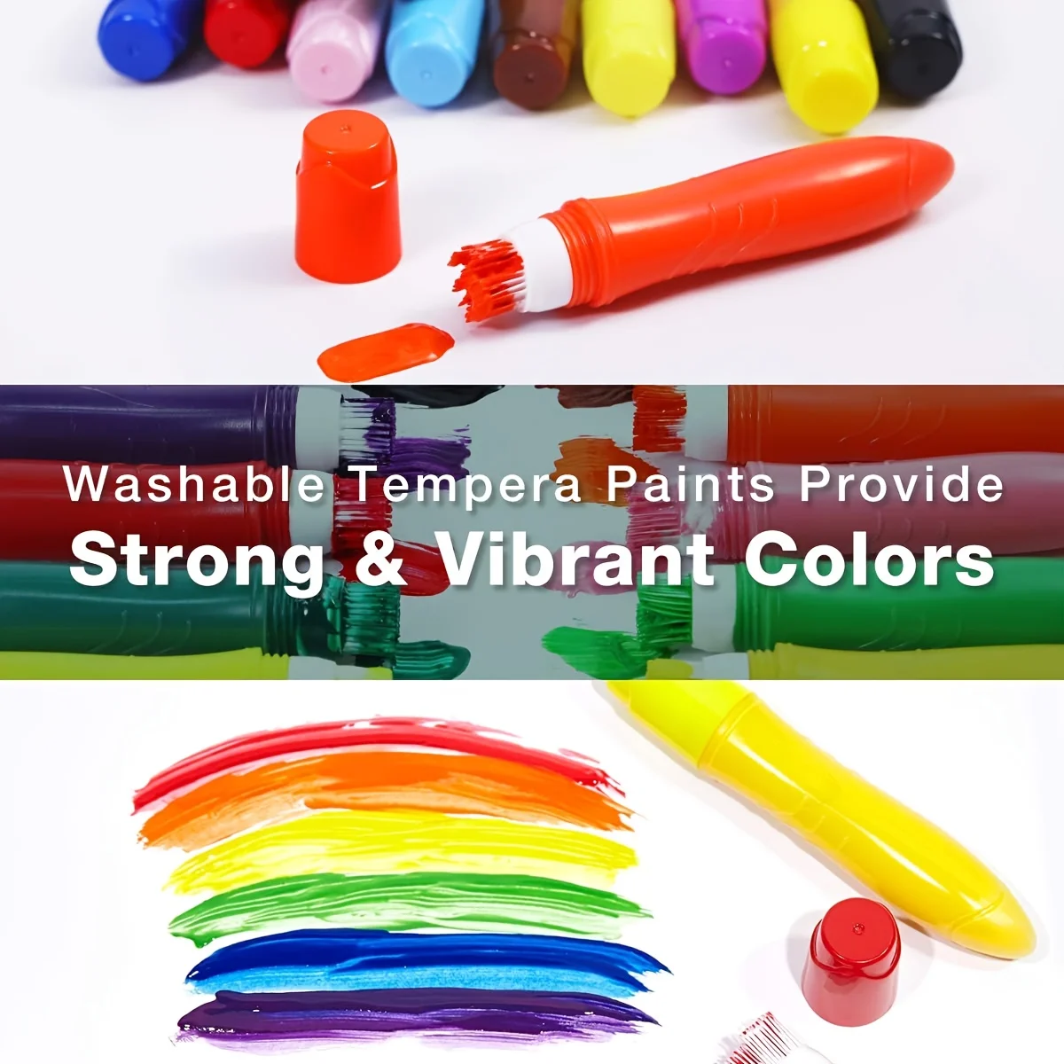 TBC The Best Crafts 12 Colors Squeezable Brush Paints For Beginners For Early Learning,Washable Tempera Paint Brushes, Assorted Baisic/ Neon/ Pastel Colors( 24ml/0.8oz Each), EasyTo Paint