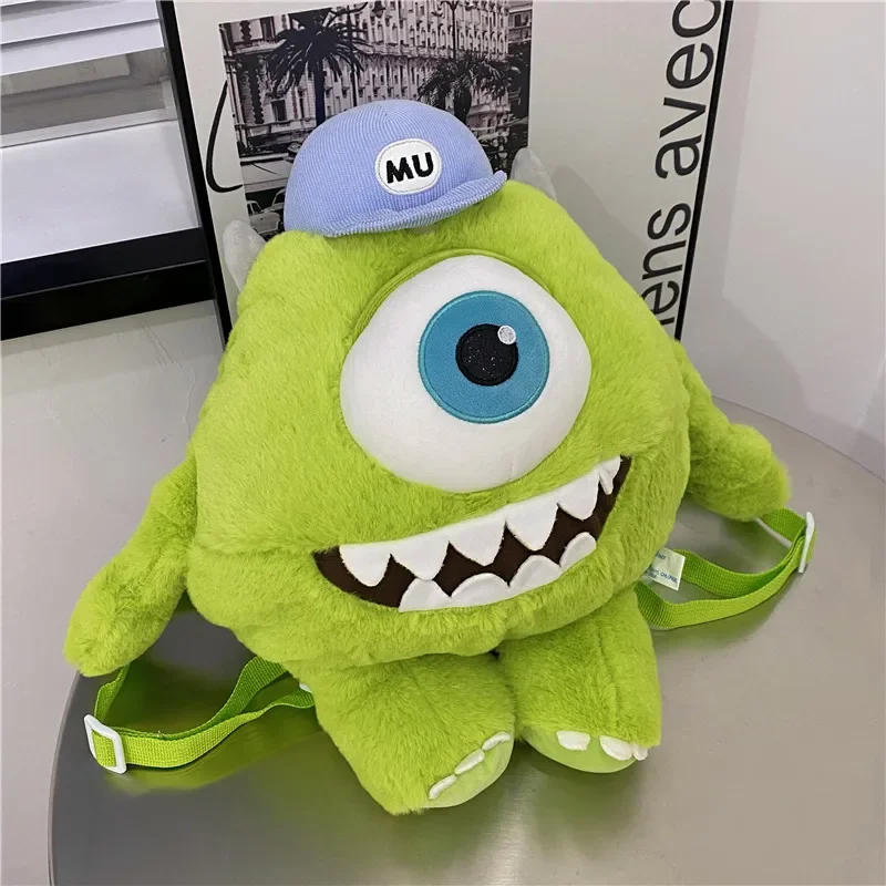 32cm Monster University Plush Backpack Monster Mike Wazowski Anime Figure Crossbody Bags Soft Kawaii Decor Plushies Toys Gift