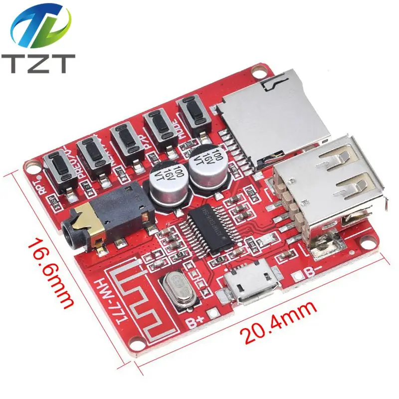 Mini Wireless MP3 Decoder Bluetooth BLE 4.1 Board Circuit Module Lossless Decoding Micro USB U Disk TF Card Interface 3.7v 5v