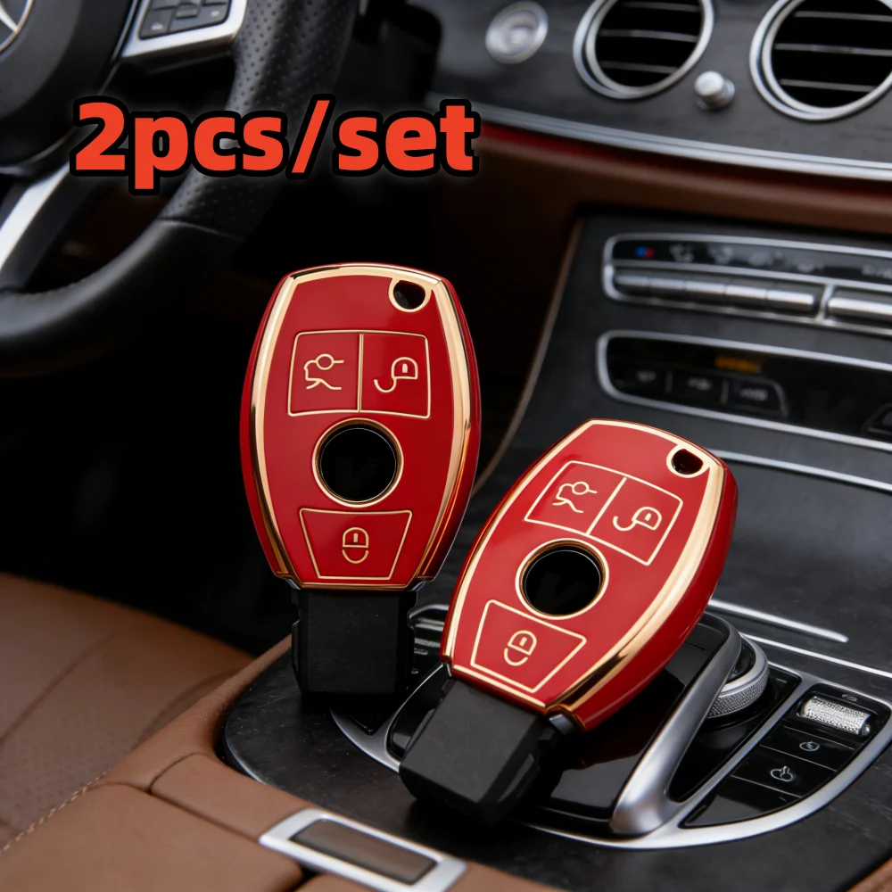 2pcs Car Key Case Covers For Mercedes Benz CLA GLA GLC GLK W176 W463 W251 A B C E S Class W204 W211 Accessories view 3